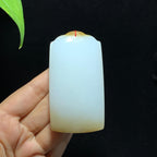 收藏级新疆且末糖白玉无事牌（98.7g）