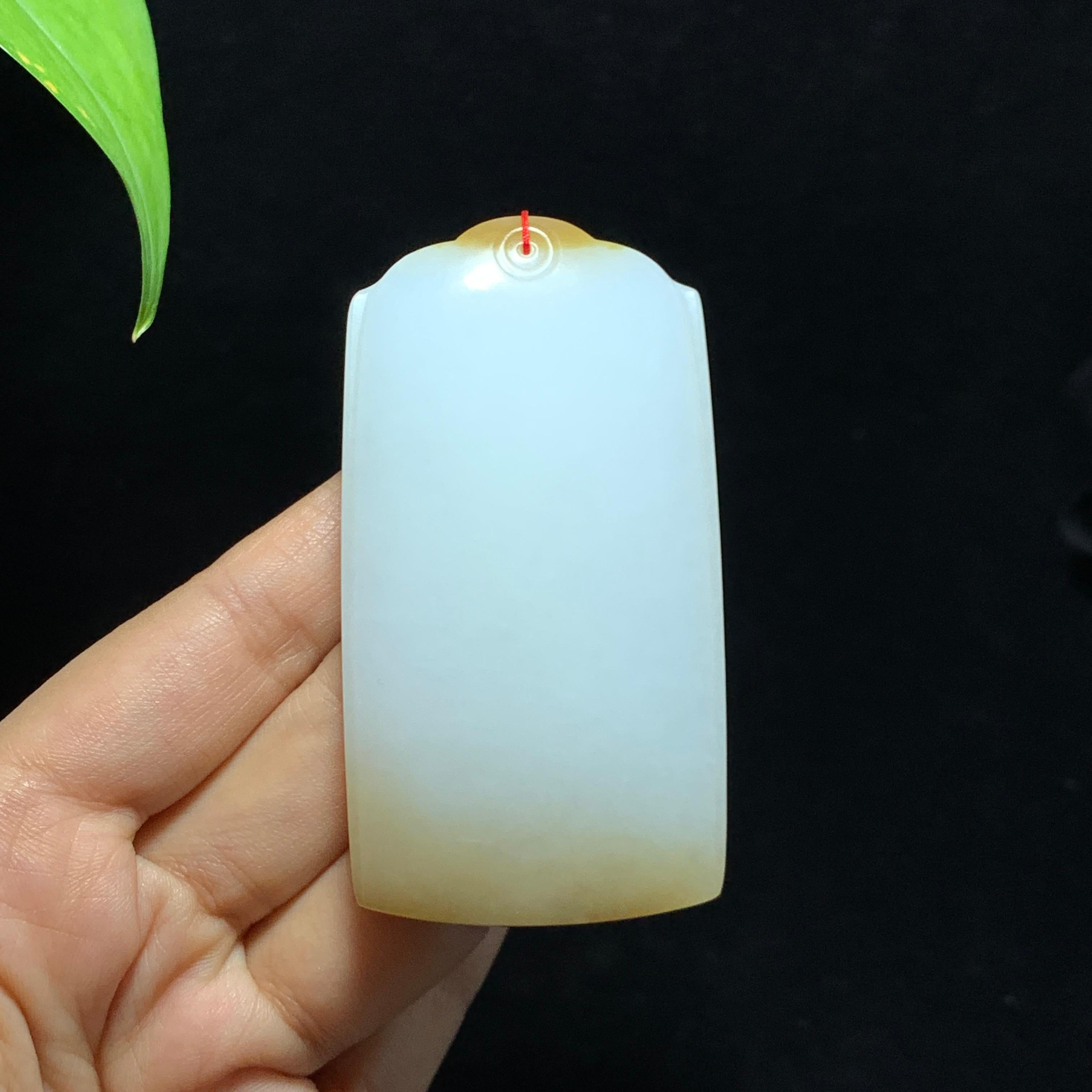 收藏级新疆且末糖白玉无事牌（98.7g）