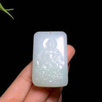 和田山料白玉带翠观音挂件（45.5g）
