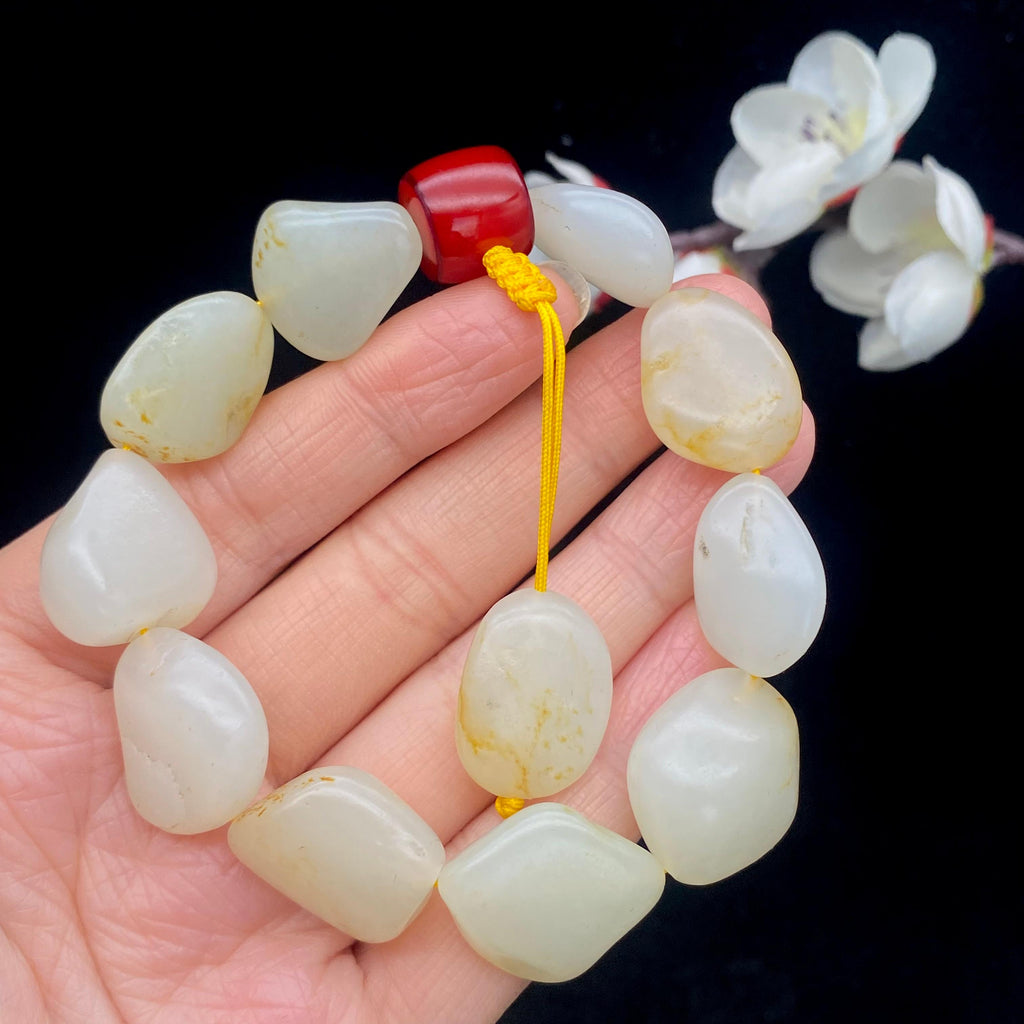 和田玉洒金皮籽料【精品手串】（46.9g）