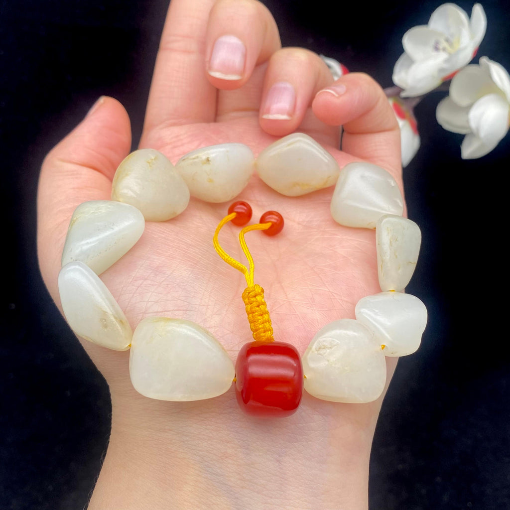 和田玉洒金皮籽料【精品手串】（53.3g）
