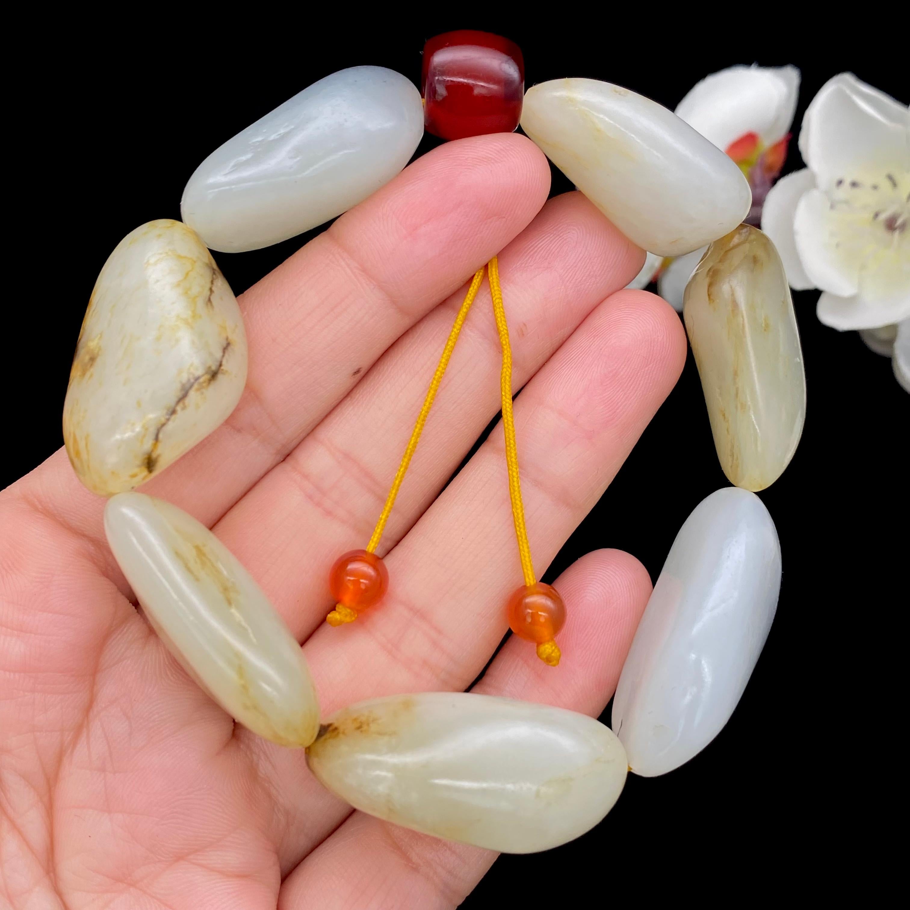 和田玉洒金皮带青花【精品手串】（67.2g）