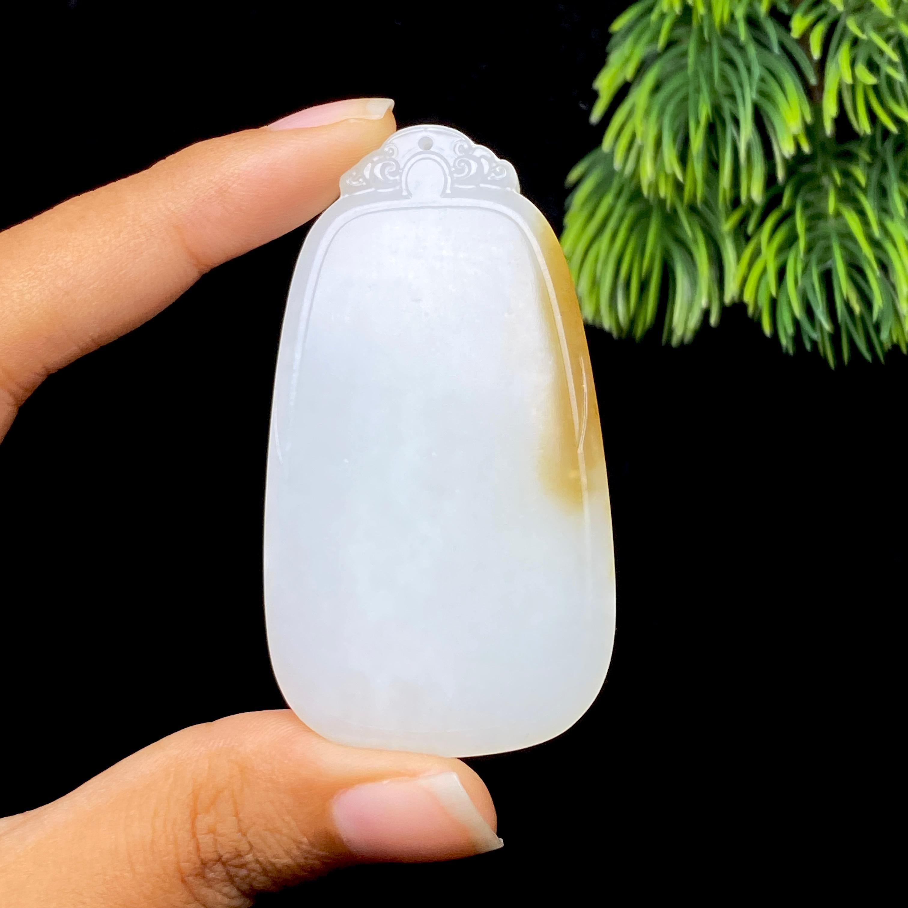 和田玉糖白无事牌（38.8g）