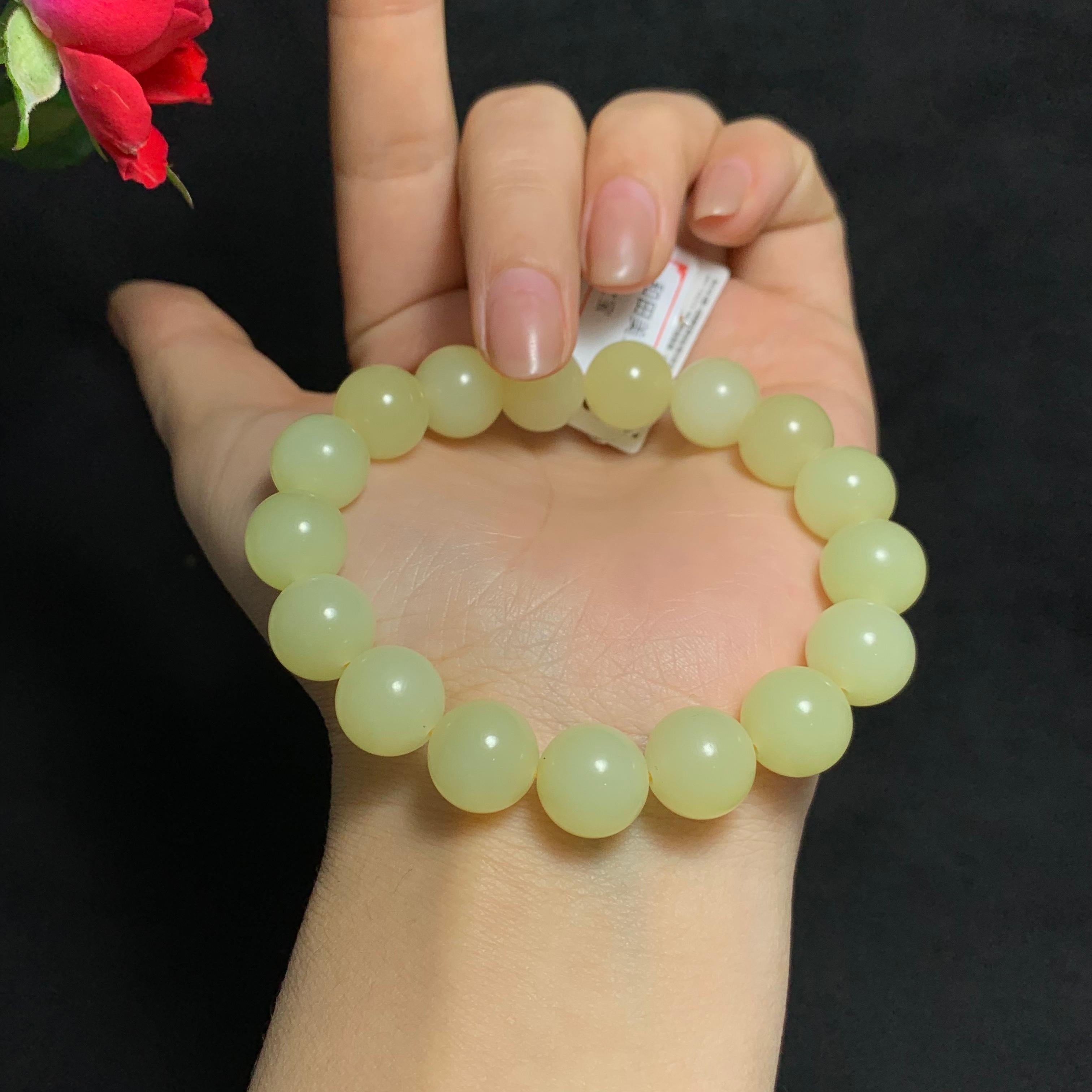 高品质和田山料黄口手串（46.3g）