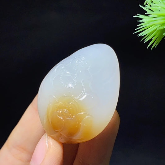 和田玉糖白佛公挂件（23.5g）
