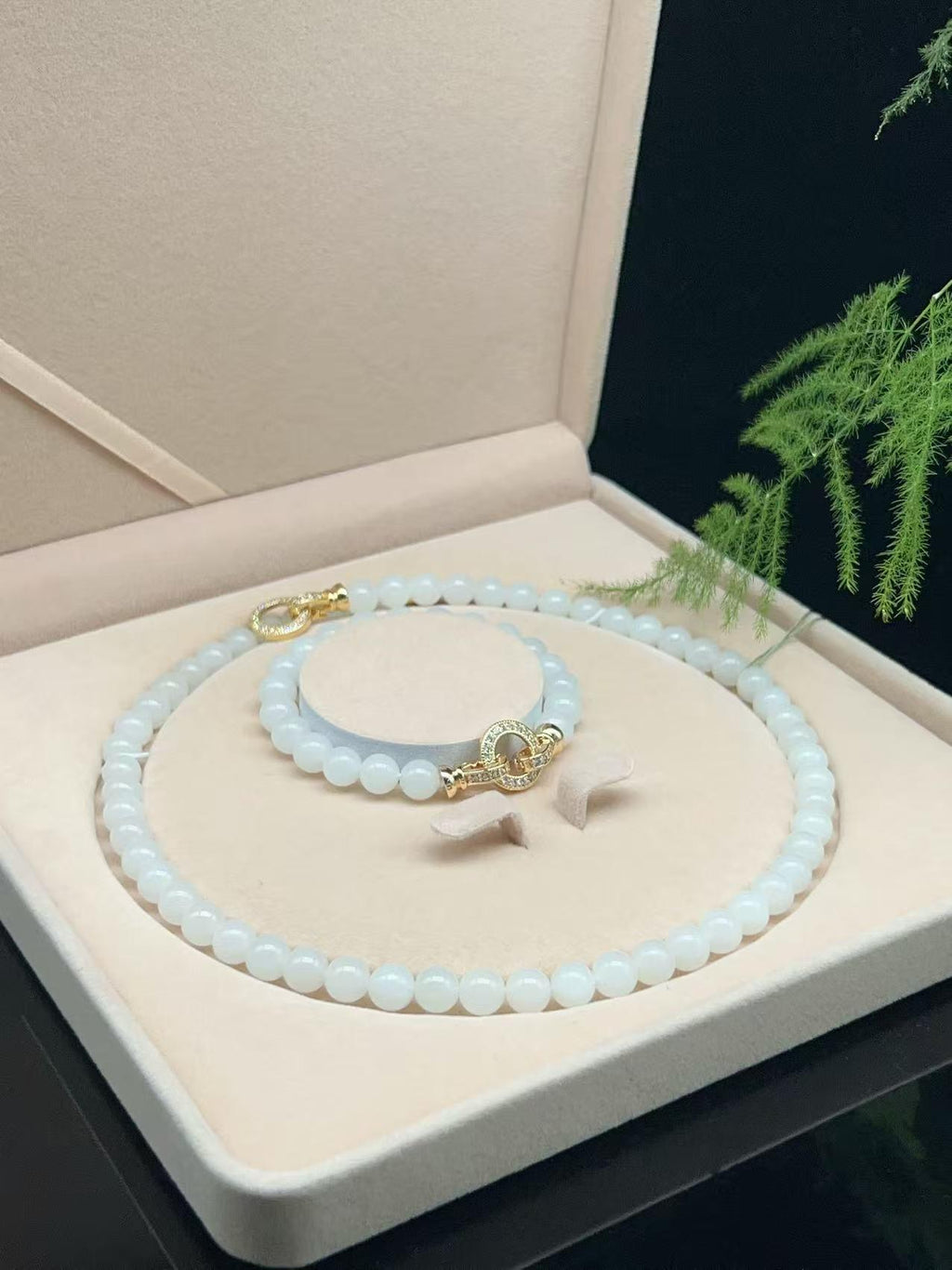 和田玉羊脂白玉项链手链套装（g）