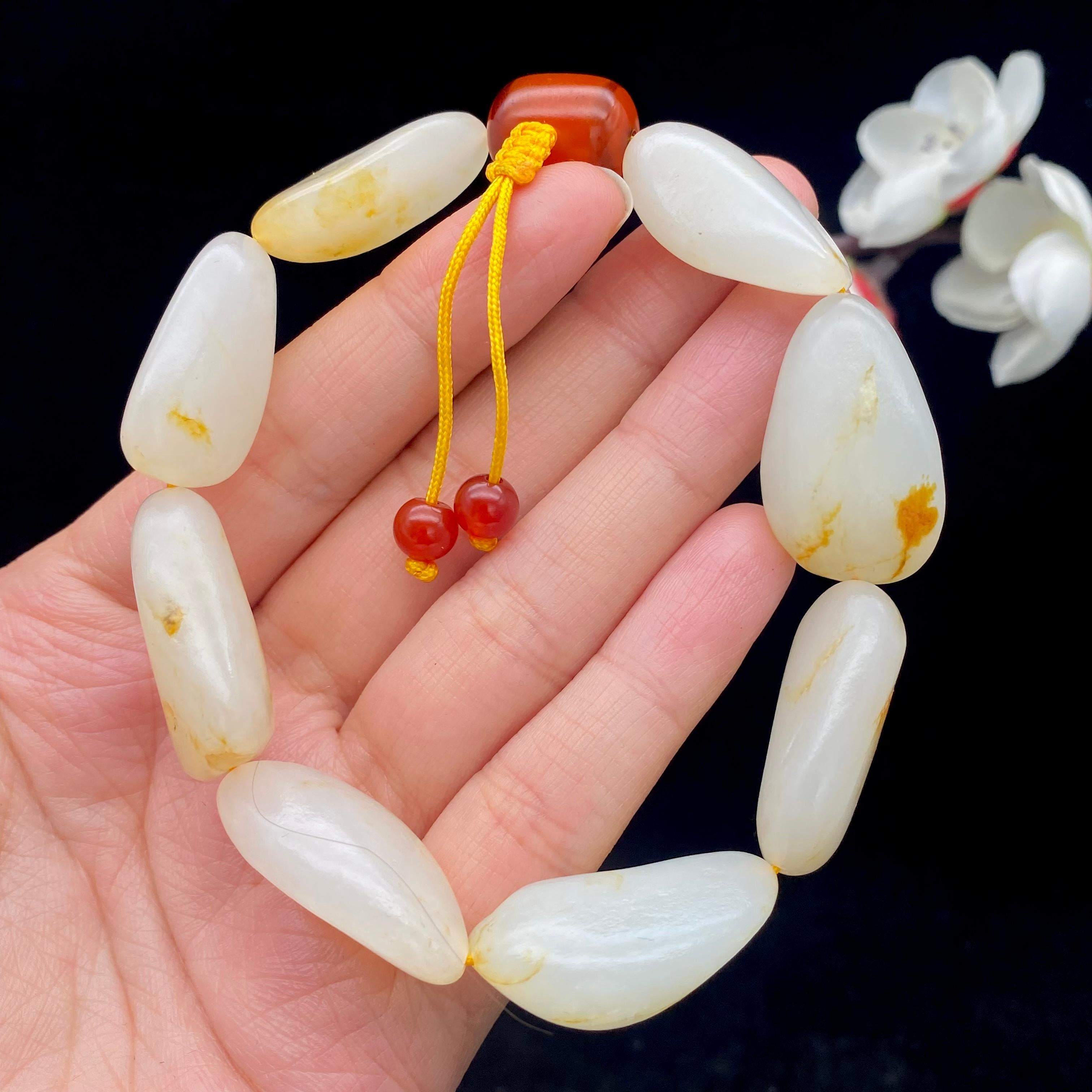 和田玉洒金皮籽料【精品手串】（57.3g）