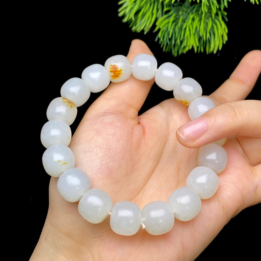 和田玉籽料老型珠手串（51.4g）