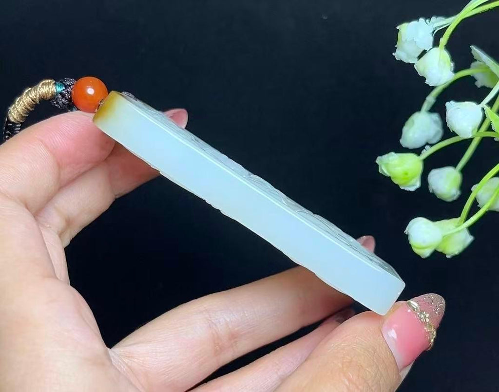 和田玉糖白羊脂玉普贤菩萨（83.1g）
