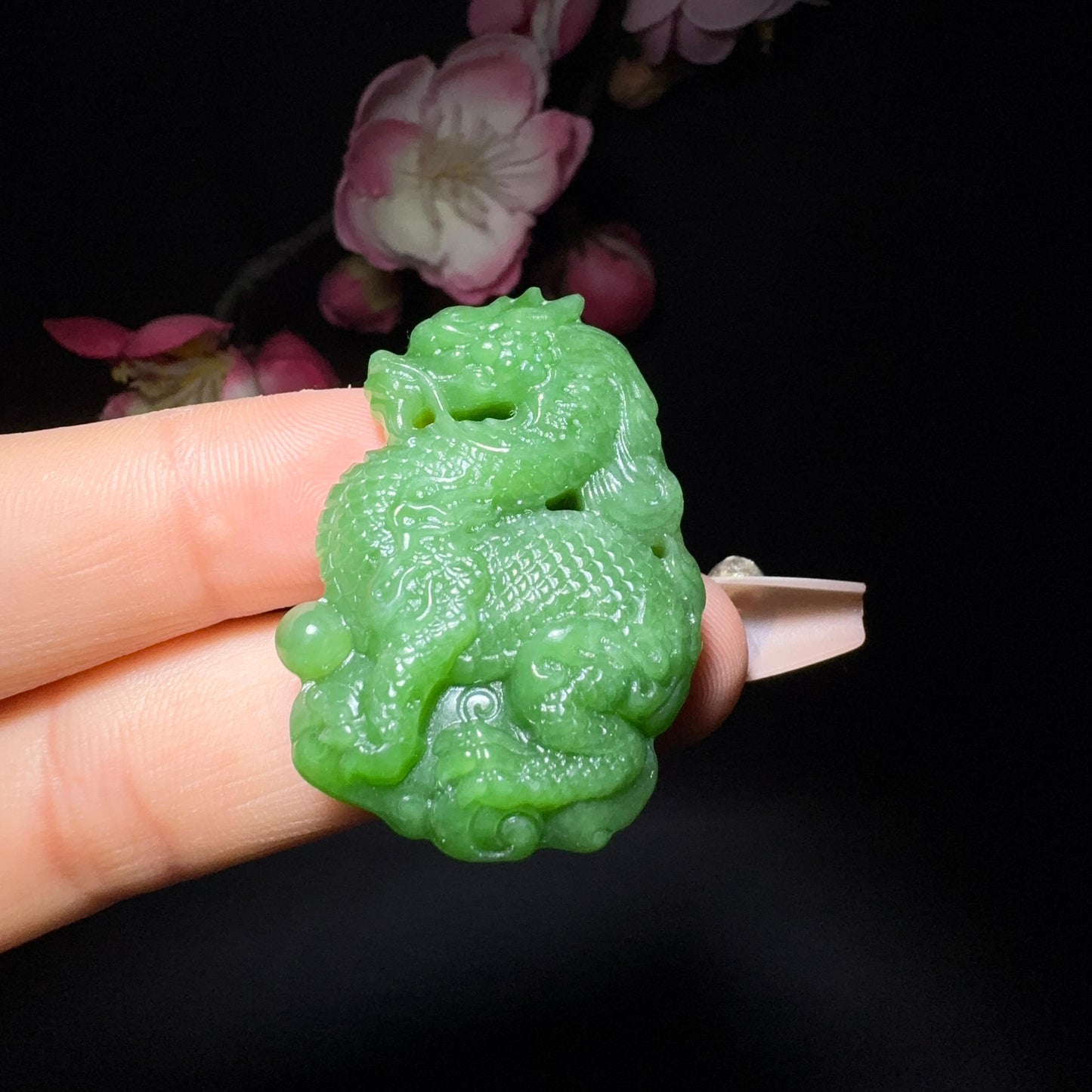 和田玉碧玉挂件麒麟（16.9g）
