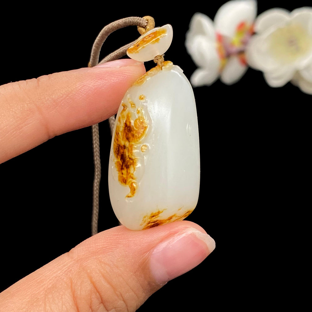 和田玉籽料【马上有福】挂件（14.4g）