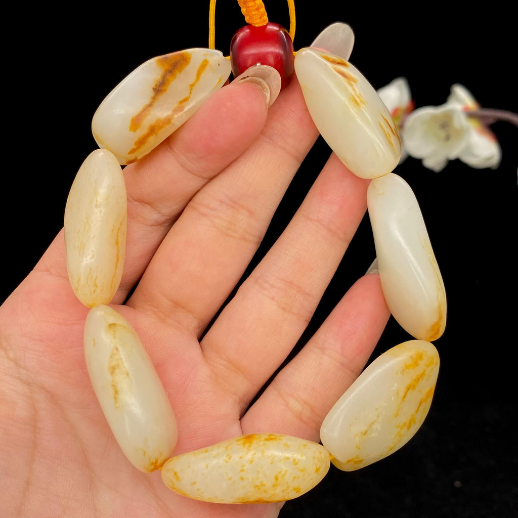 和田玉洒金皮籽料【精品手串】（76.2g）