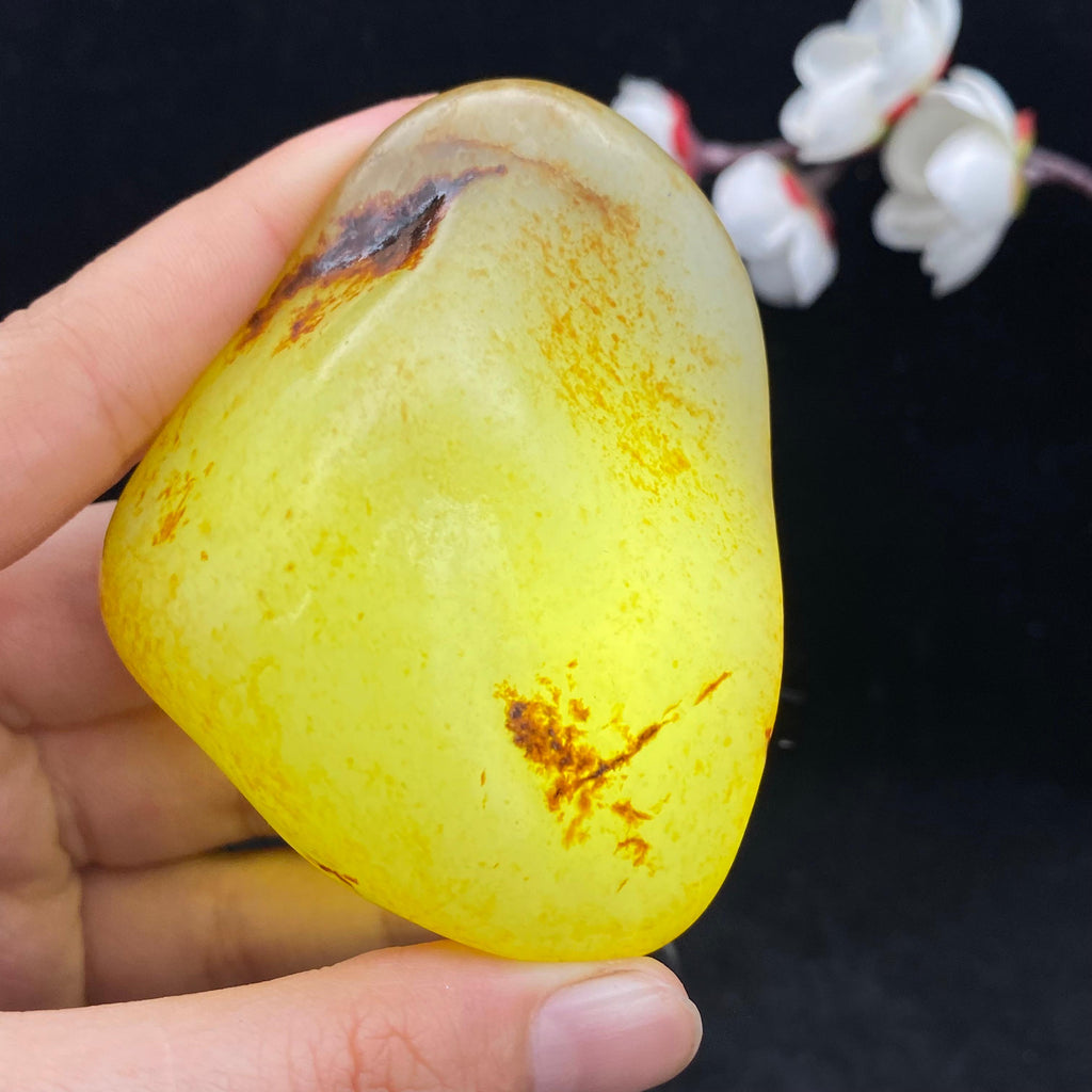 和田玉洒红皮籽料手把件（159.8g）