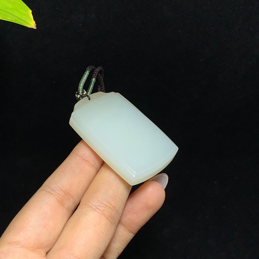 和田山料糖白玉无事牌挂件（31.3g）