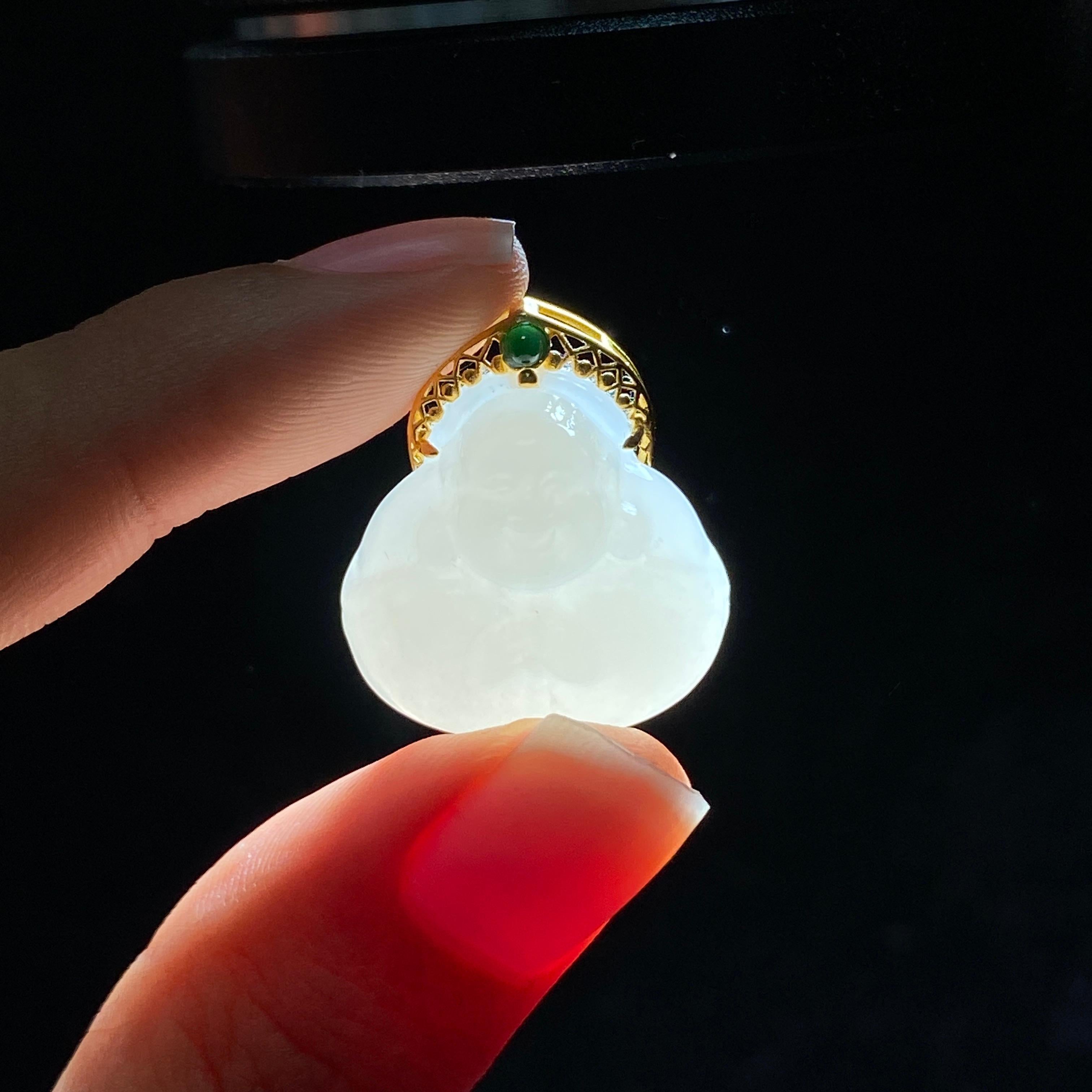 和田玉18k金白玉佛公（6.7g）