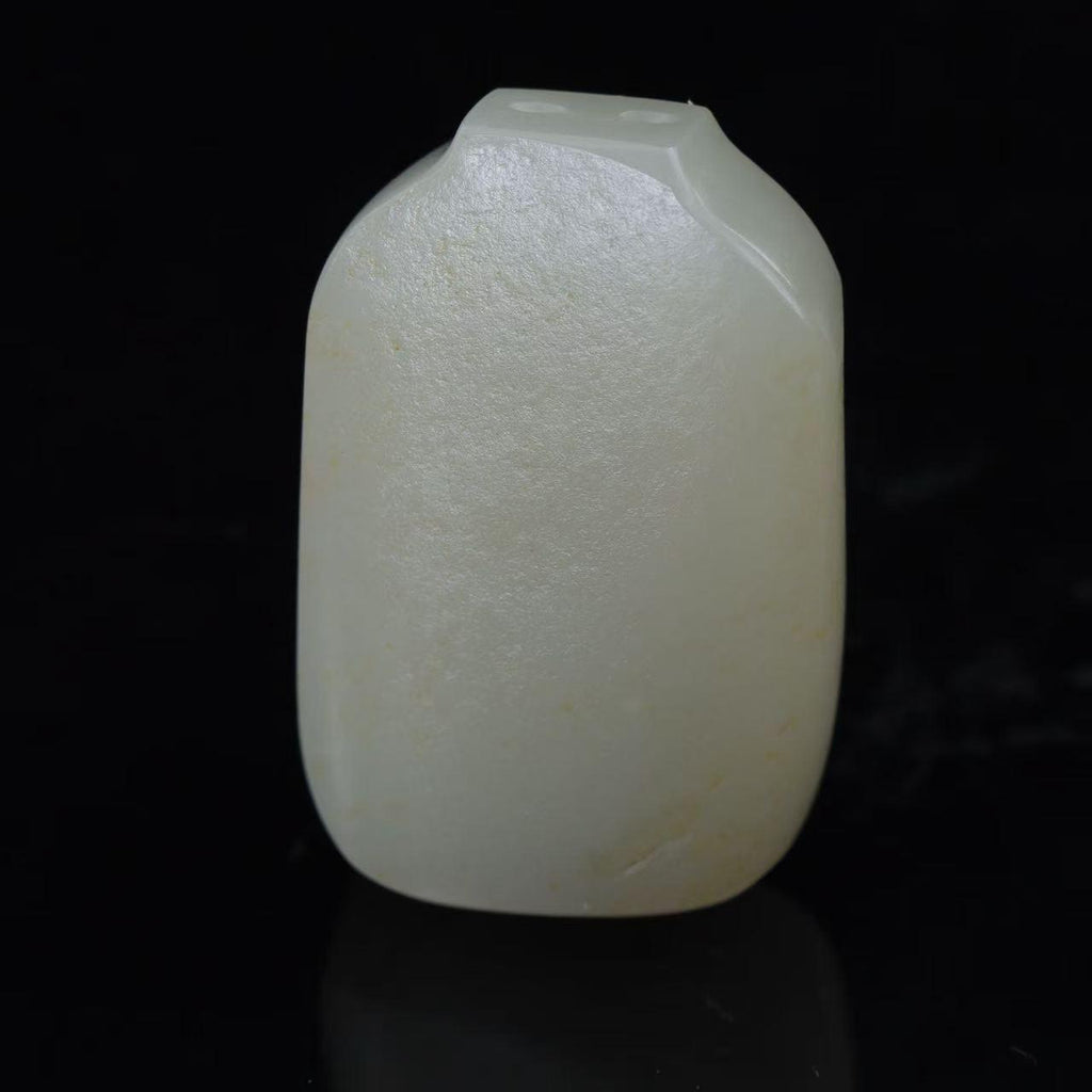 和田玉白玉洒金皮无事牌（34.9g）