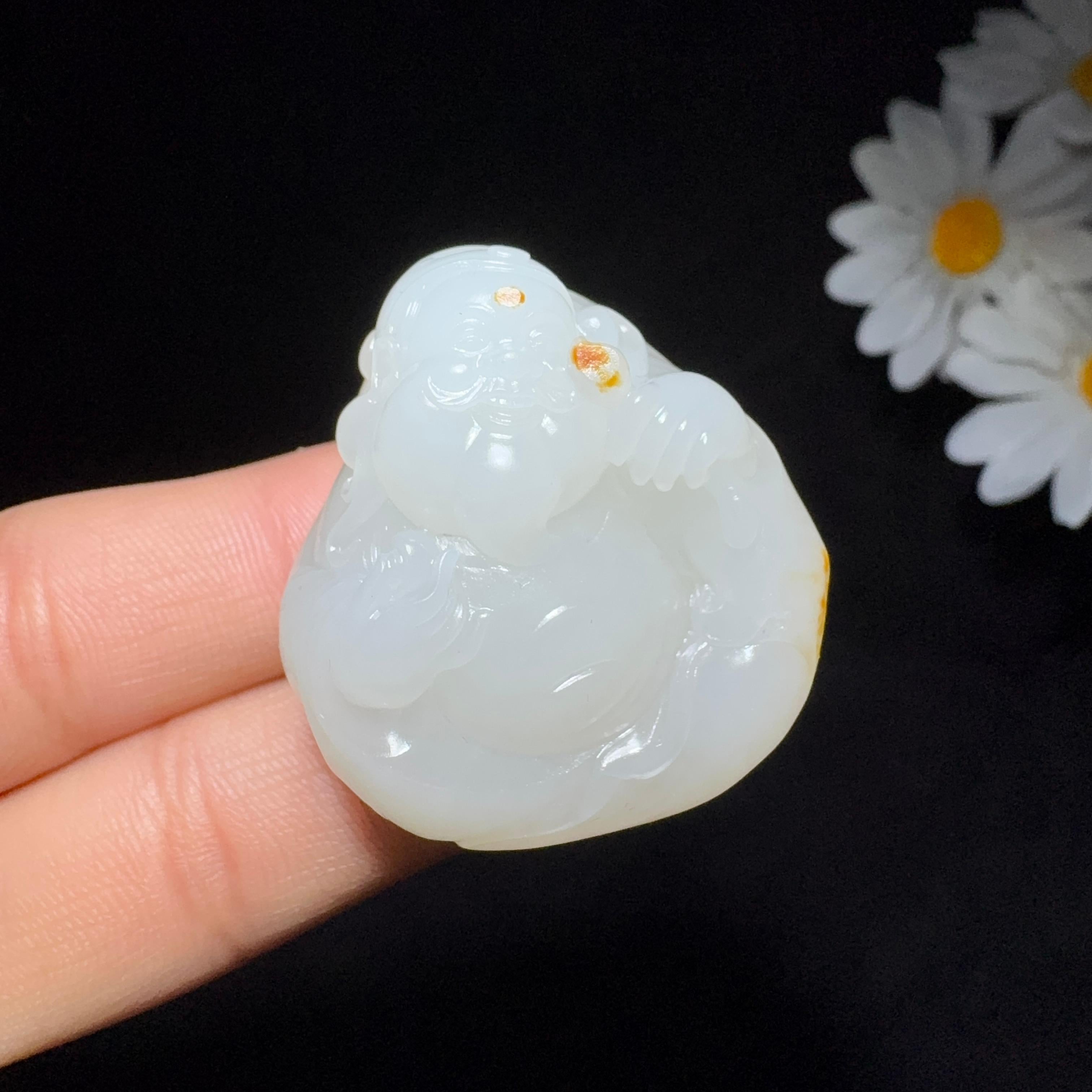 和田玉籽料羊脂财务挂件财神（35.1g）