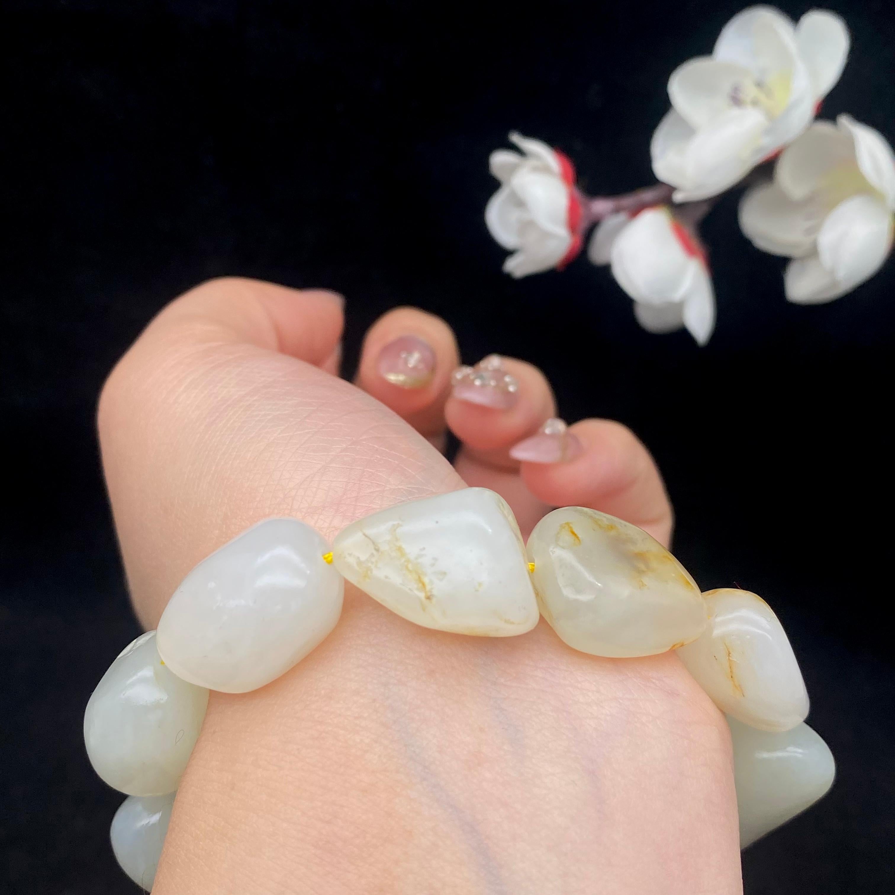 和田玉洒金皮【精品手串】（45.6g）