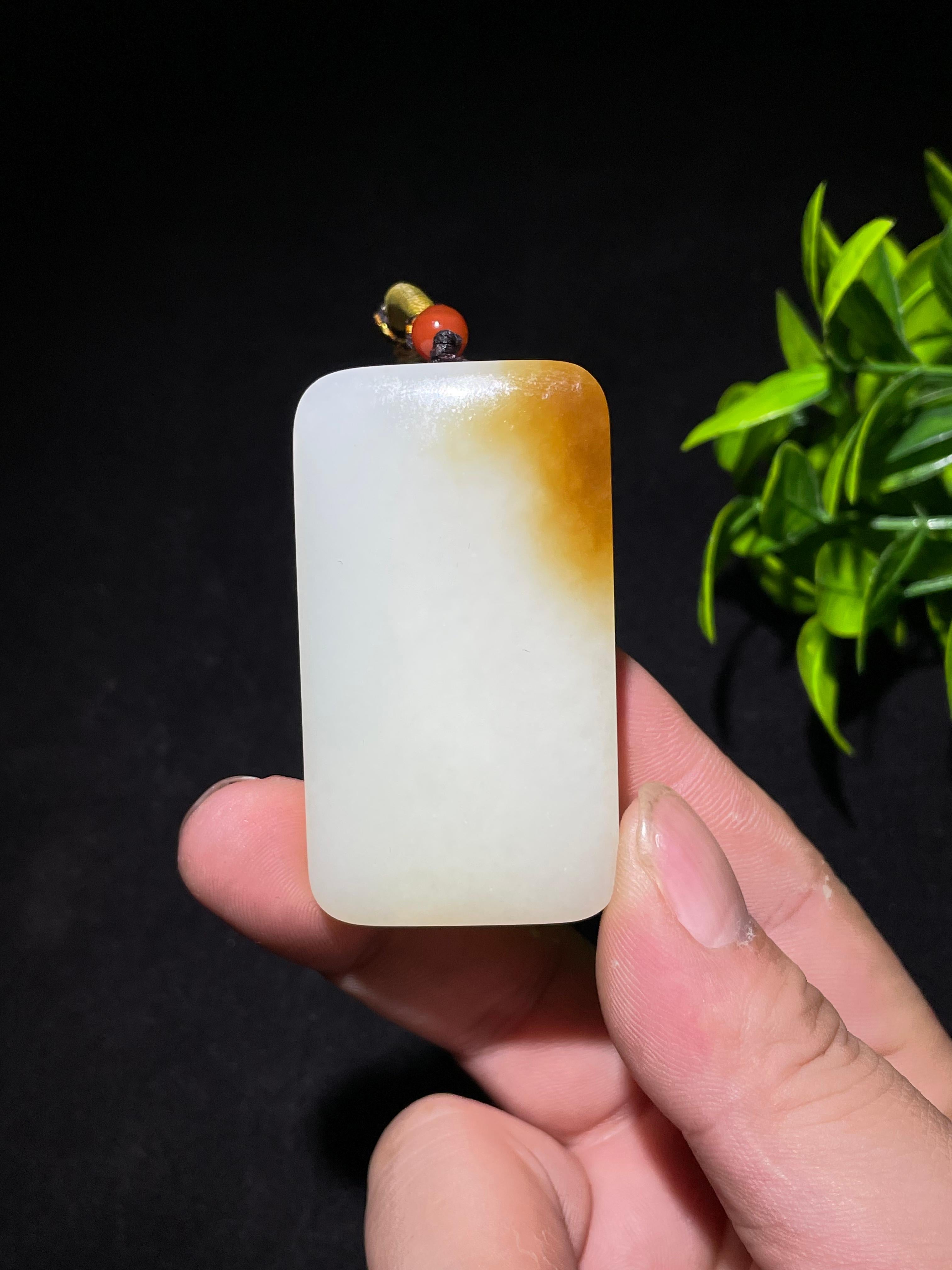 和田玉糖白平安无事牌（56.2g）