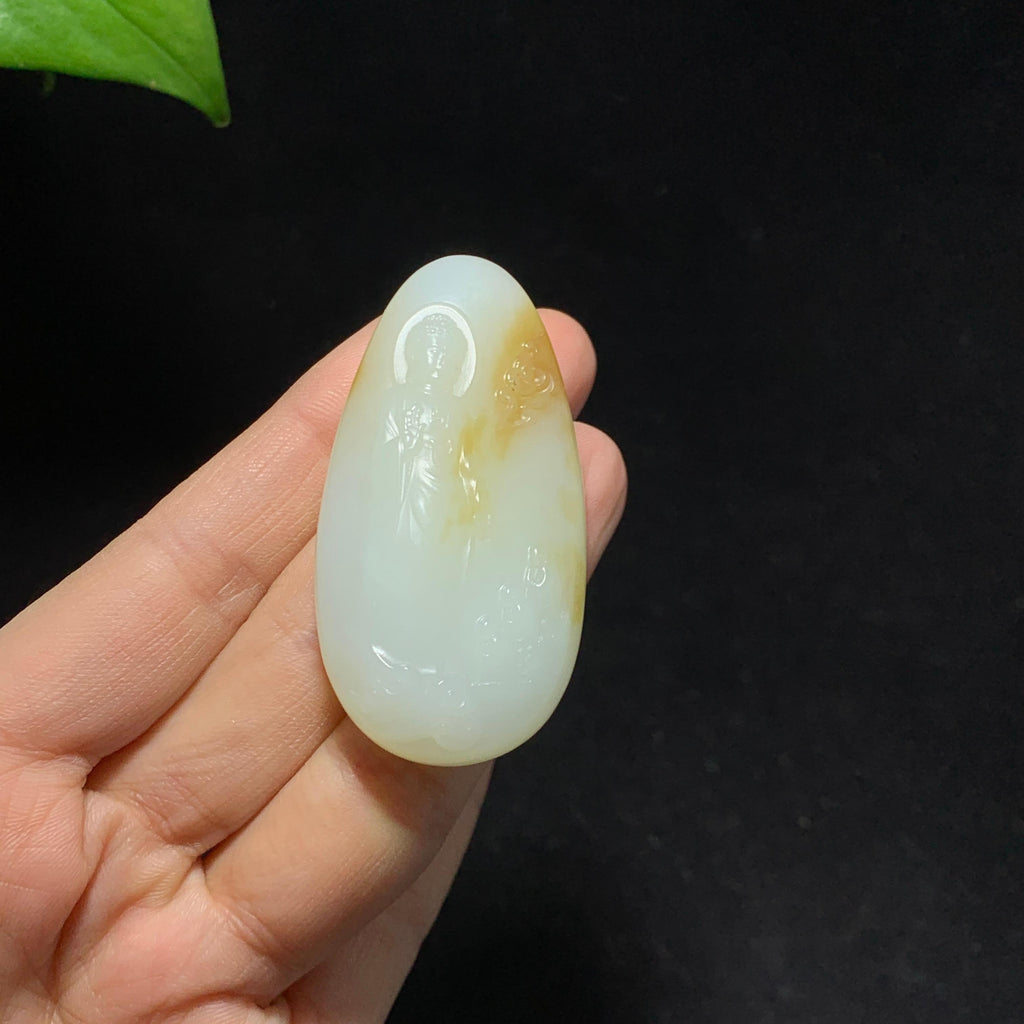 高品质新疆且末糖白玉悟道挂件（38.5g）
