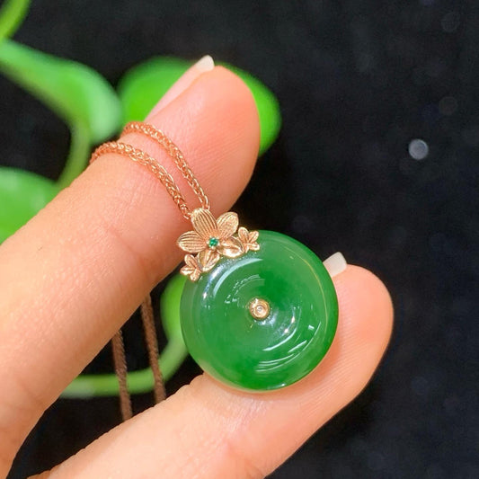 碧玉18k金平安扣吊坠01023193（2.8g）