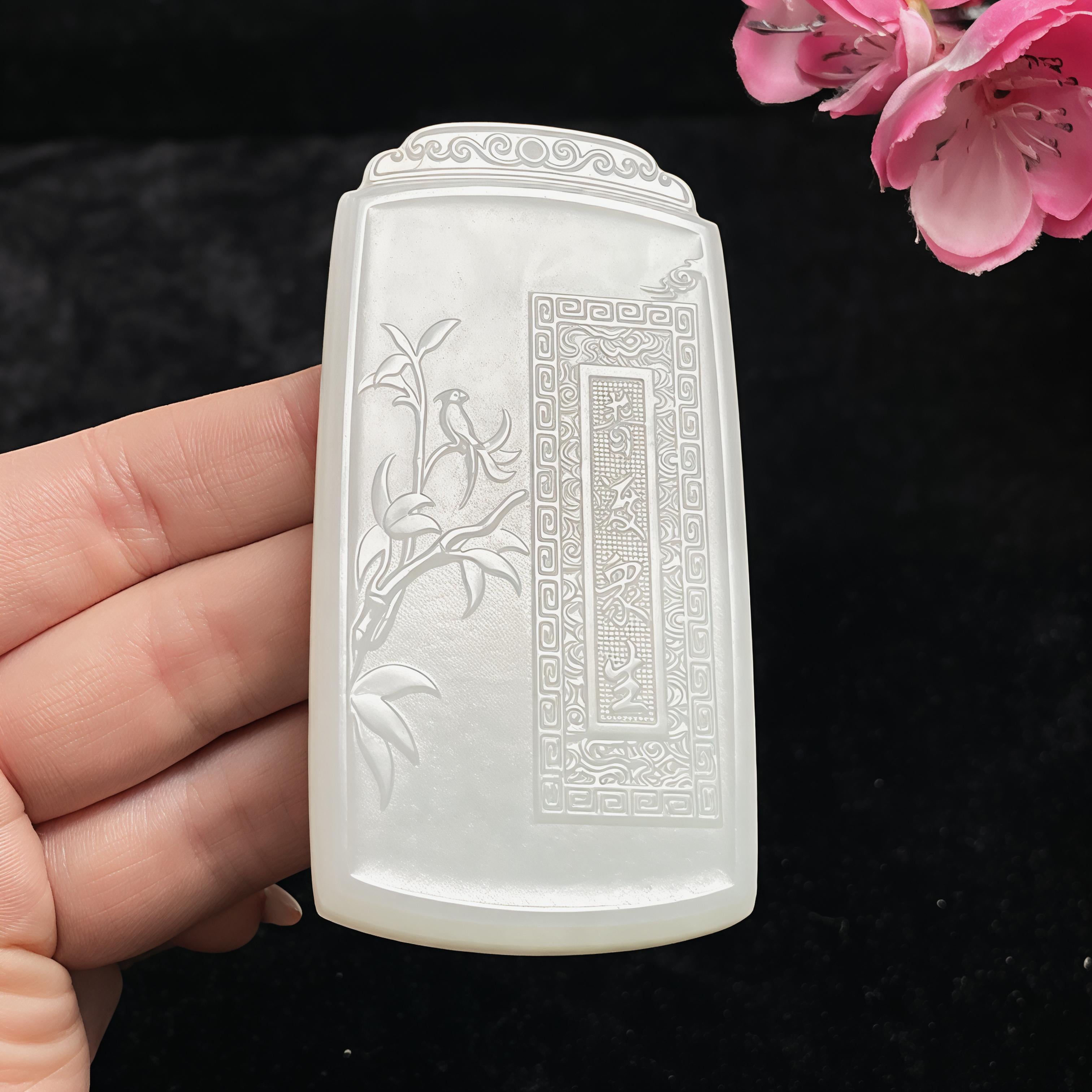 和田玉白玉观音牌子（86.9g）