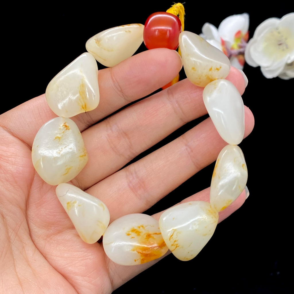 和田玉洒金皮籽料【精品手串】（68g）
