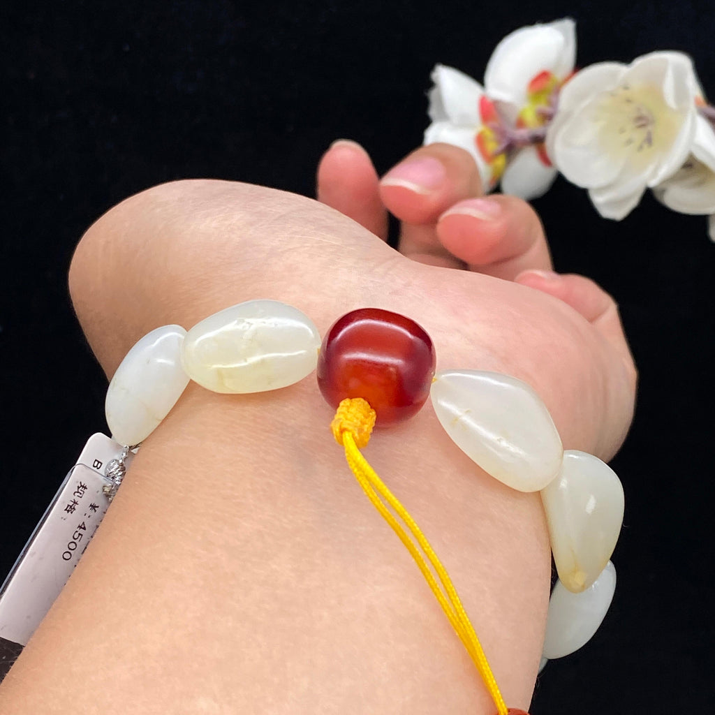 秒杀和田玉-黄皮白肉籽料【精品手串】H2605260285（46.9g）