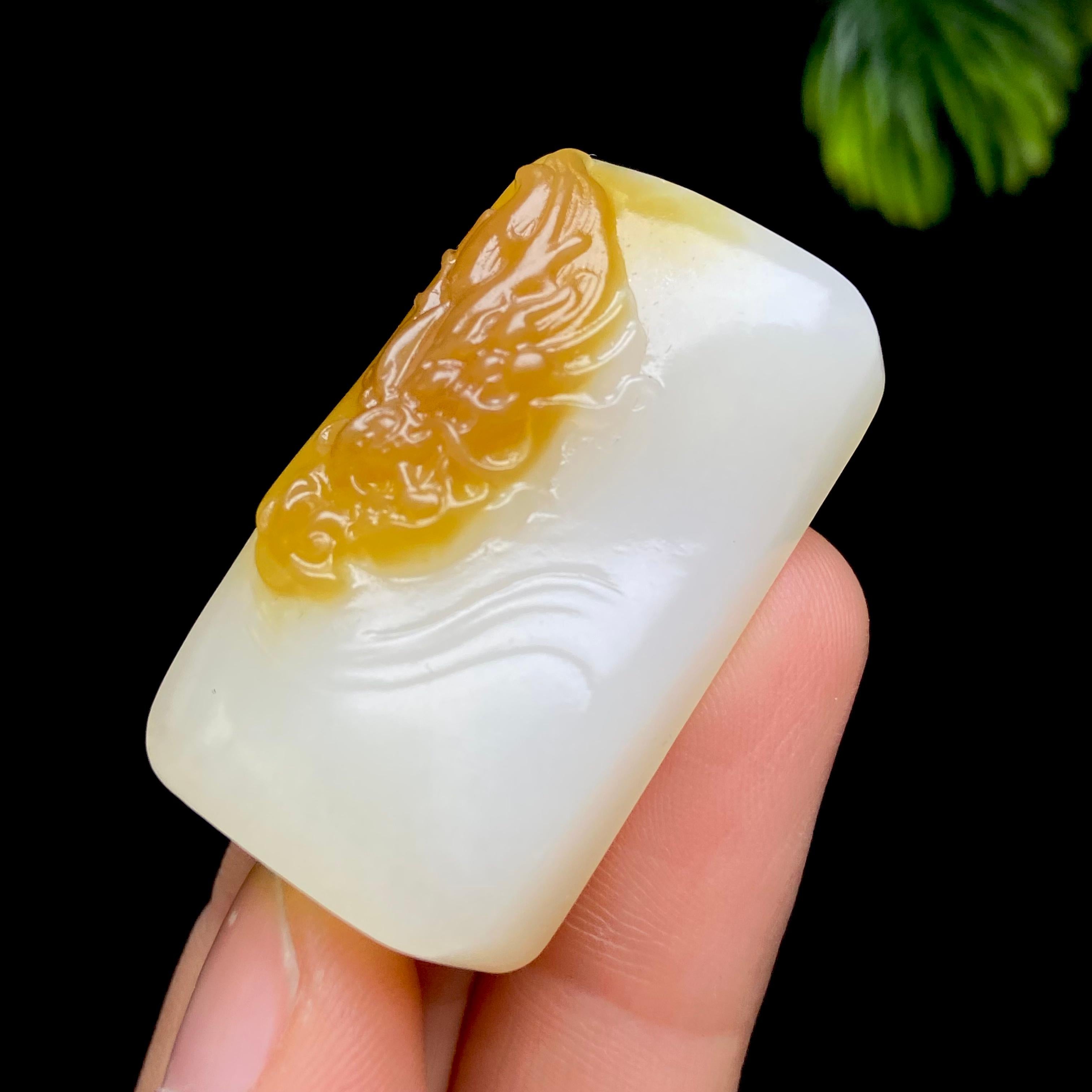 和田玉且末金山糖白龙行天下（26.4g）