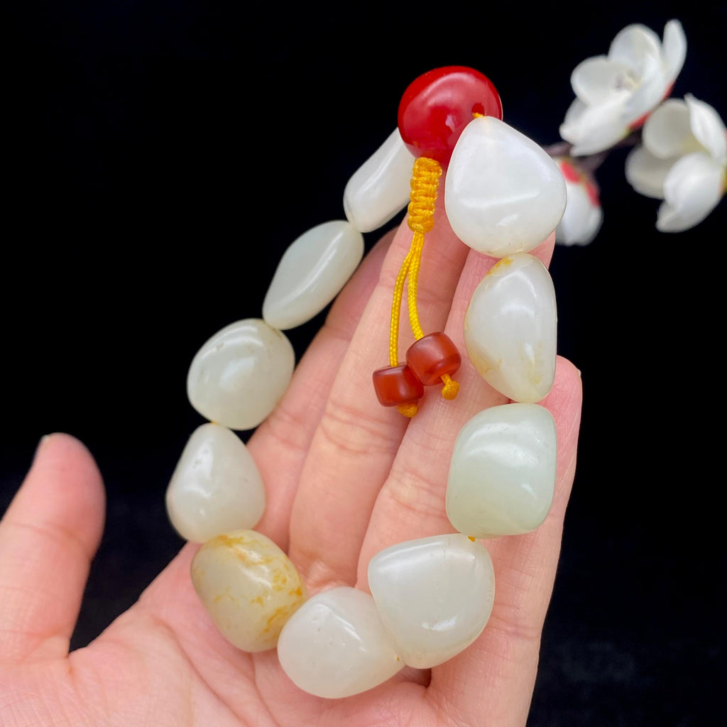 和田玉洒金皮籽料【精品手串】（66.8g）