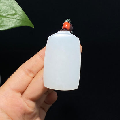 和田玉山料羊脂白玉平安无事牌（37.0g）