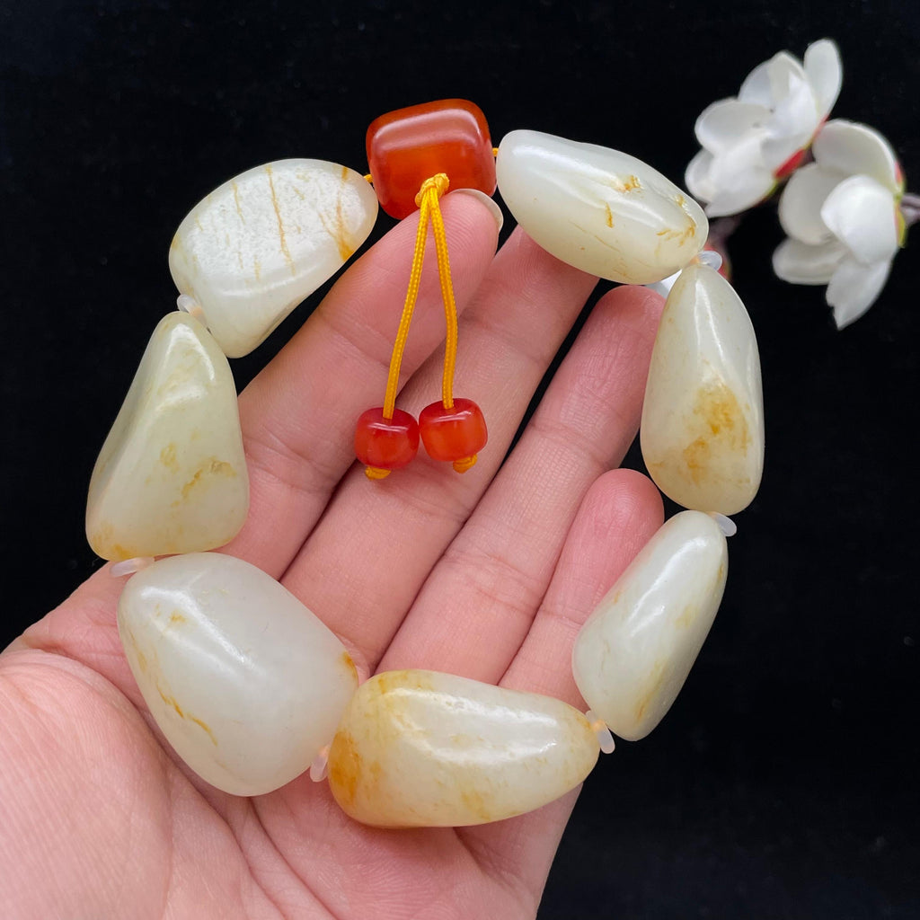 和田玉洒金皮籽料【精品手串】（118.5g）