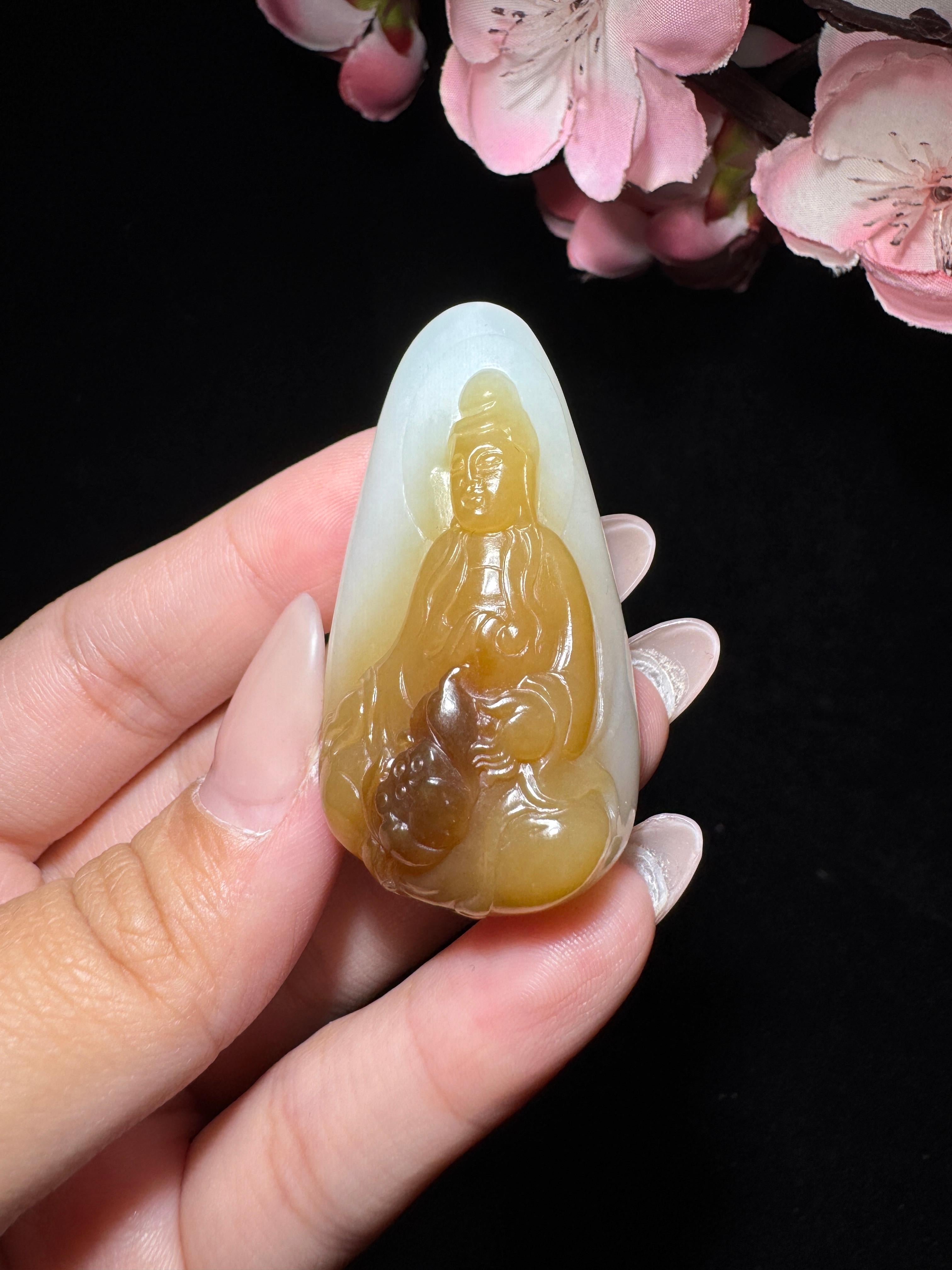 和田玉糖白玉观音（28.8g）