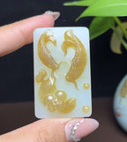 新疆和田玉且末糖白羊脂玉年年有余（41.5g）