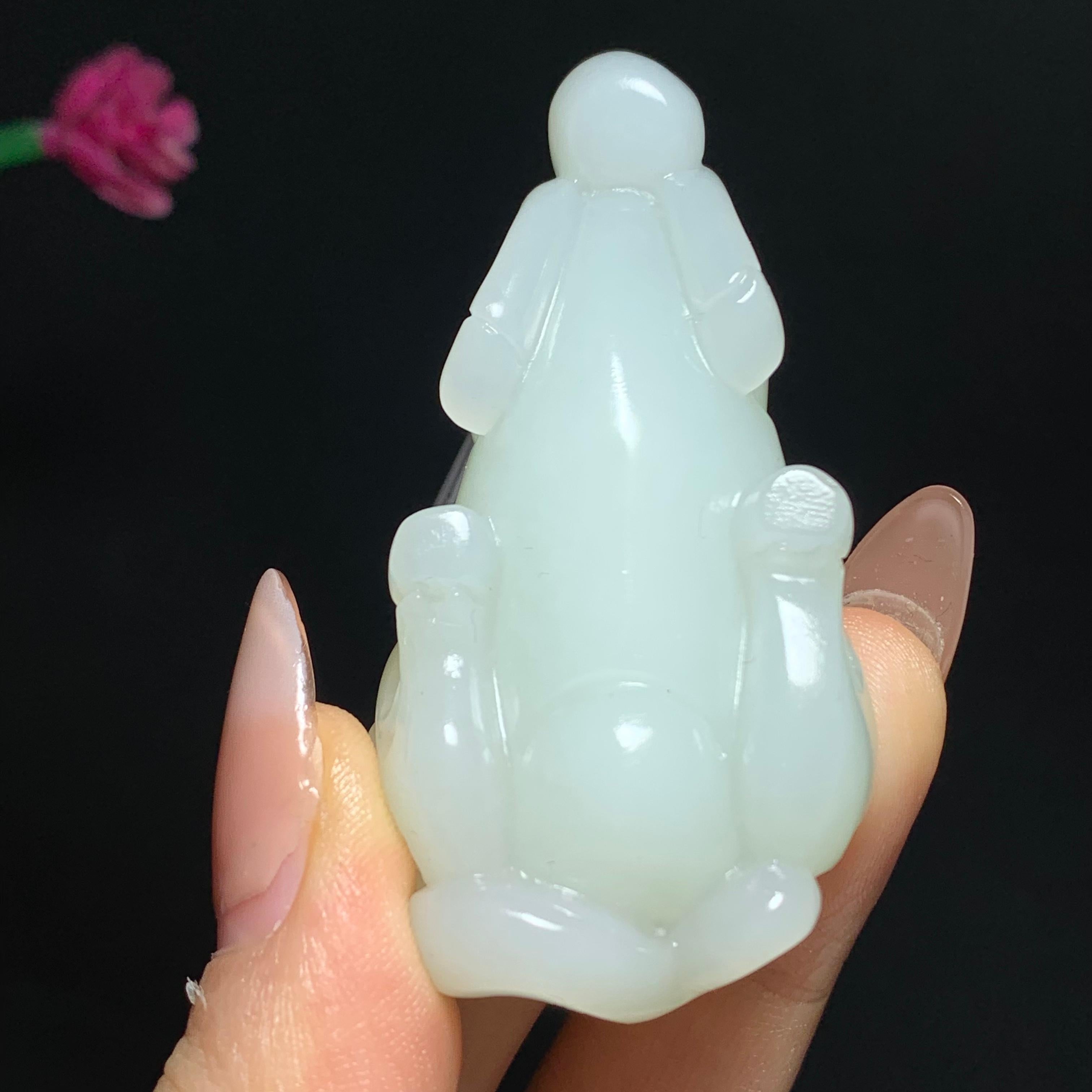 新疆且末糖白玉马上封侯手把件（55.2g）