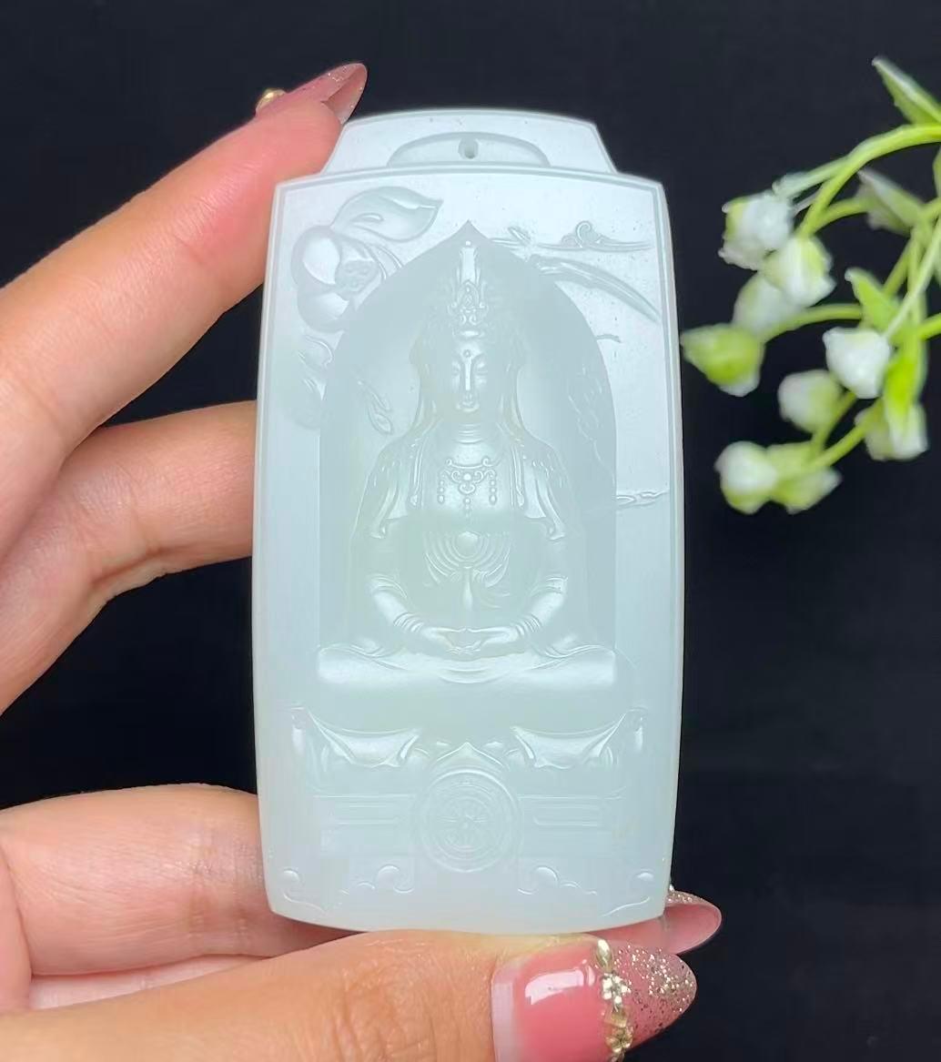 和田玉羊脂白玉大牌观音（83.8g）