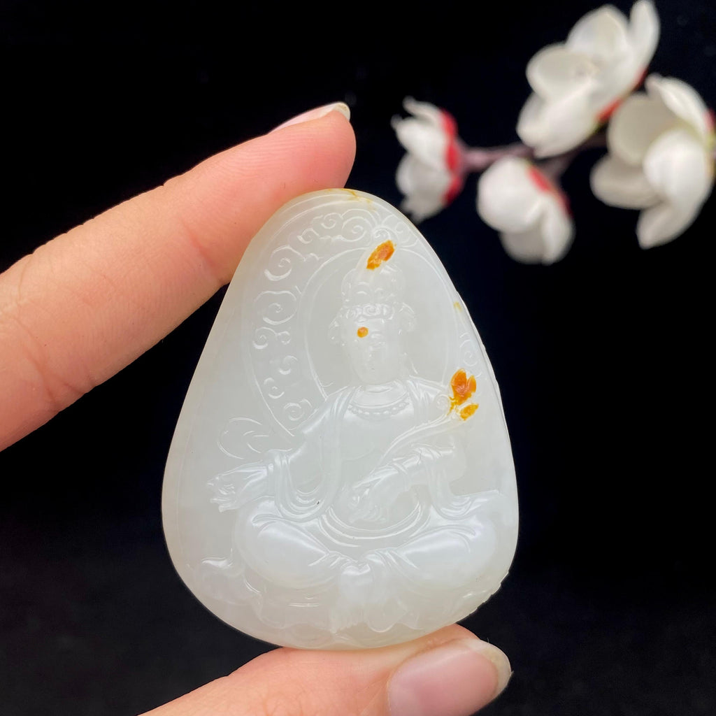 和田玉白玉籽料【观音】挂件（52.9g）