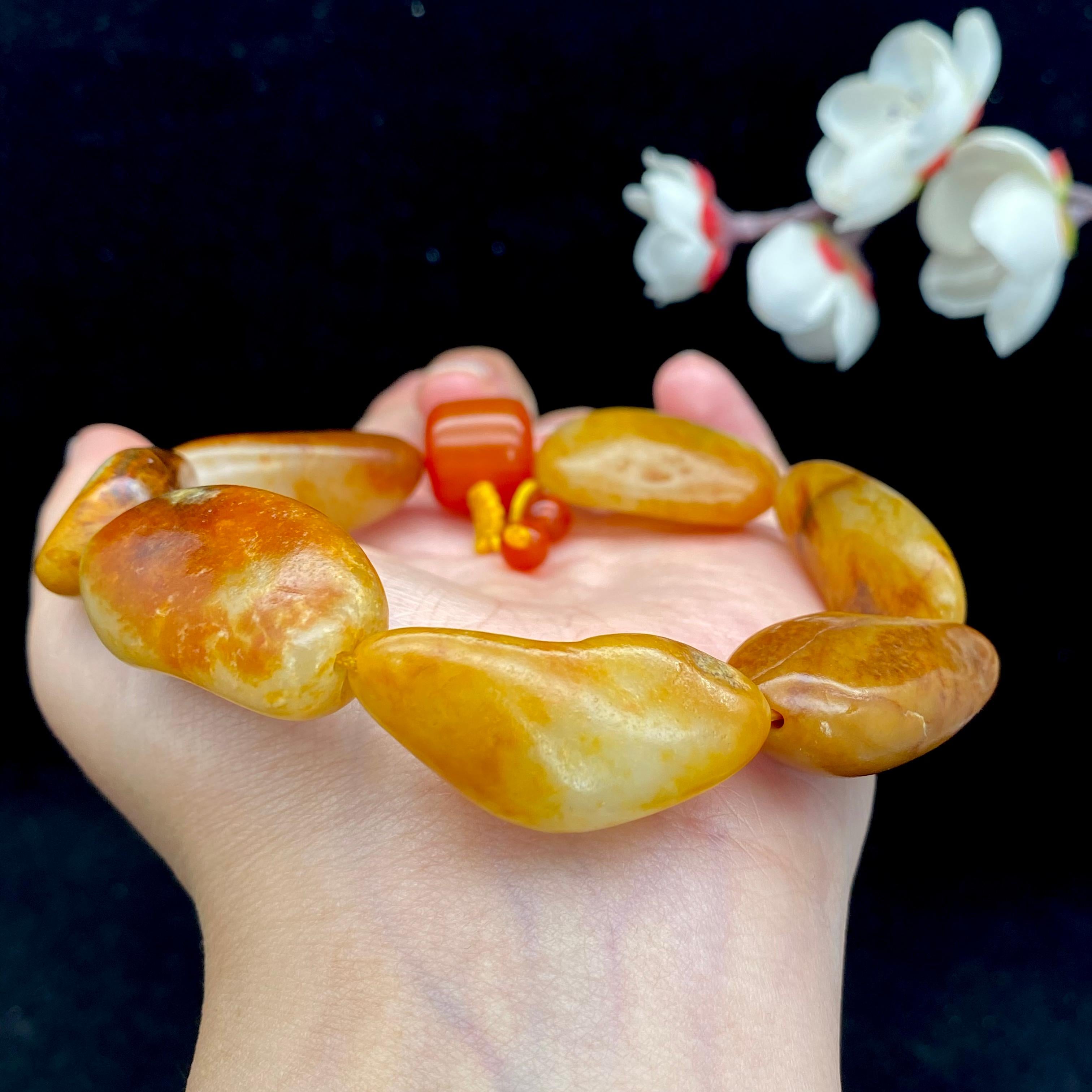 和田玉聚红皮籽料【精品手串】（83.1g）