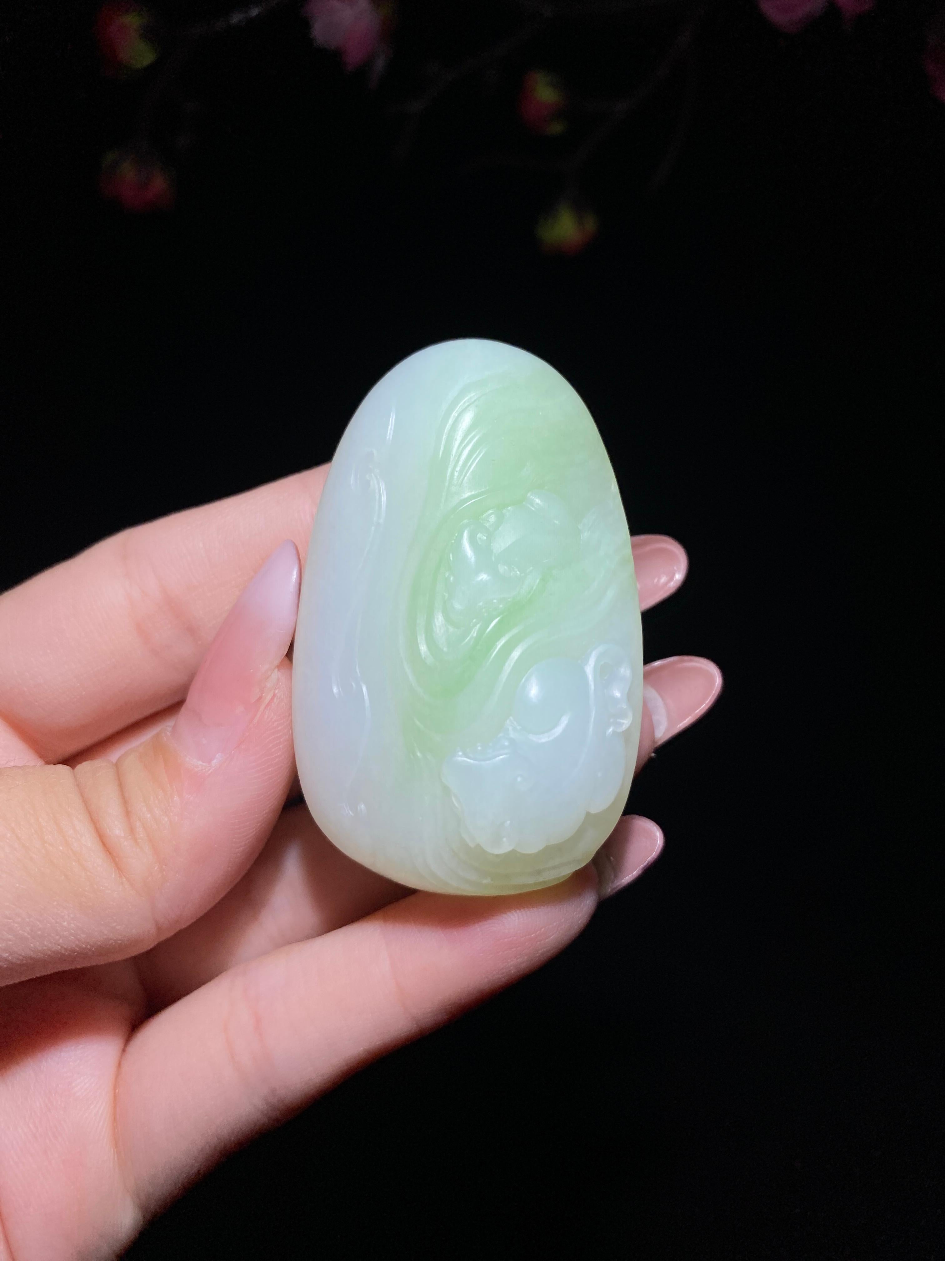 和田玉翠青牛挂件（48.8g）