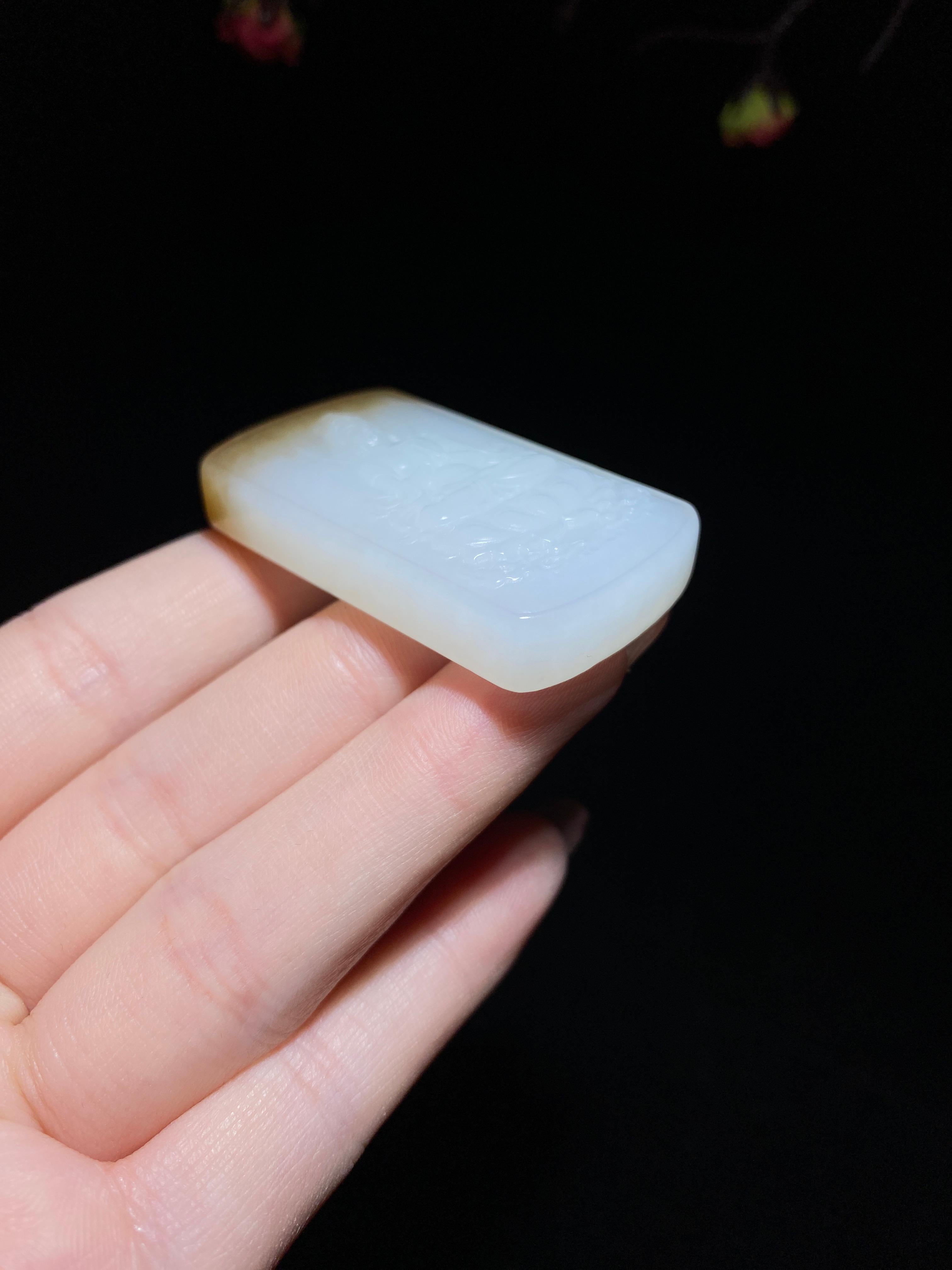和田玉山料糖白玉观音挂件（31.7g）
