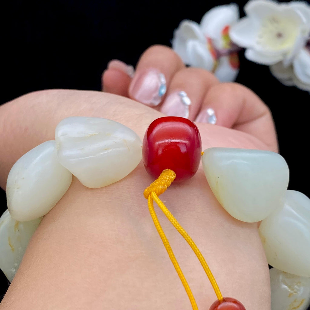 和田玉洒金皮【精品手串】（91g）