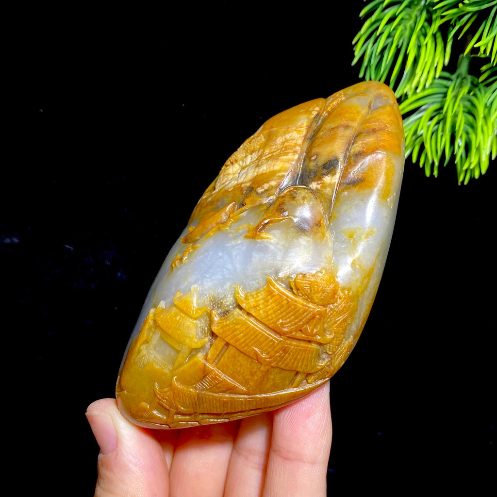 和田玉籽料山水把件（210.4g）