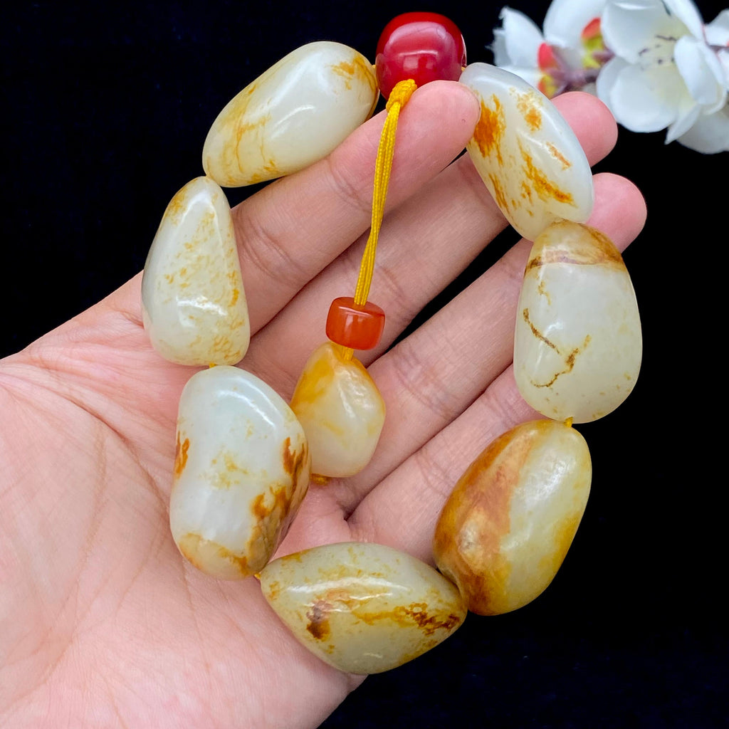 和田玉洒金皮【精品男士手串】（148.4g）