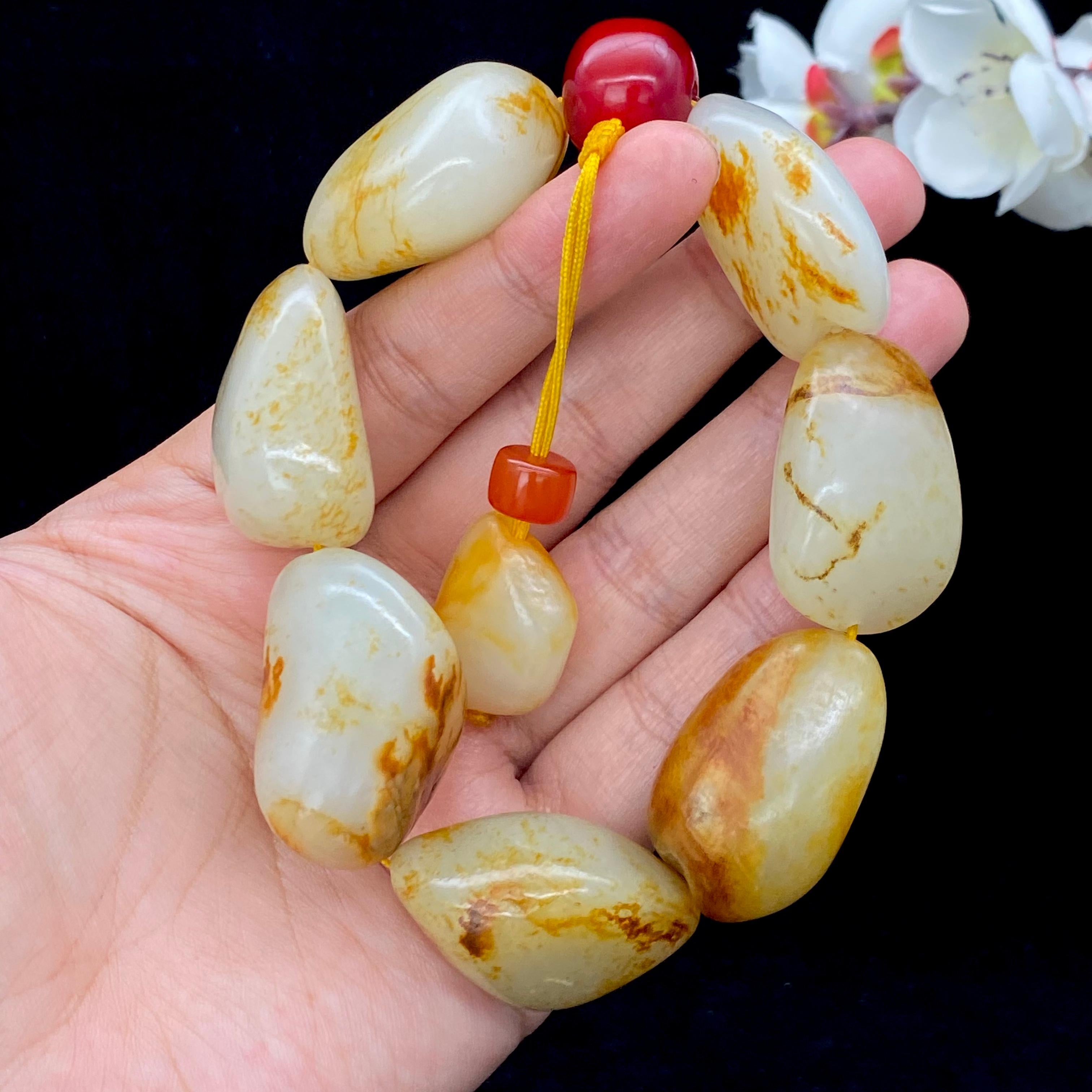 和田玉洒金皮【精品男士手串】（148.4g）