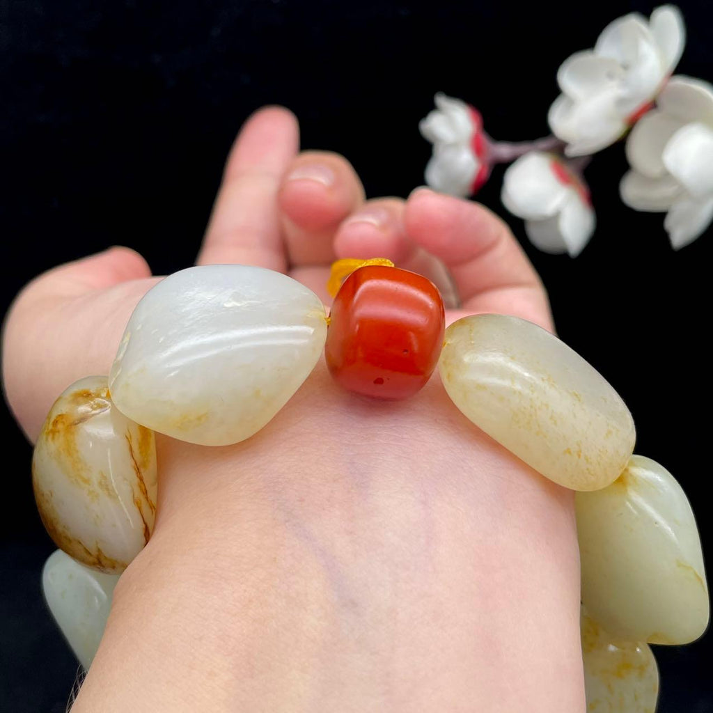 和田玉洒金皮籽料【精品手串】（107g）