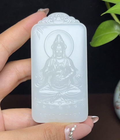 和田羊脂玉观音挂件（90.7g）