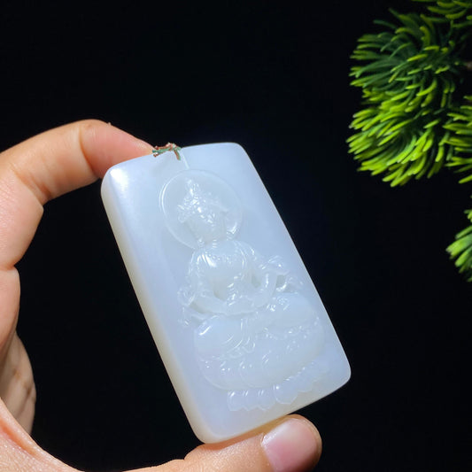 和田玉白玉观音90880481（70.0g）