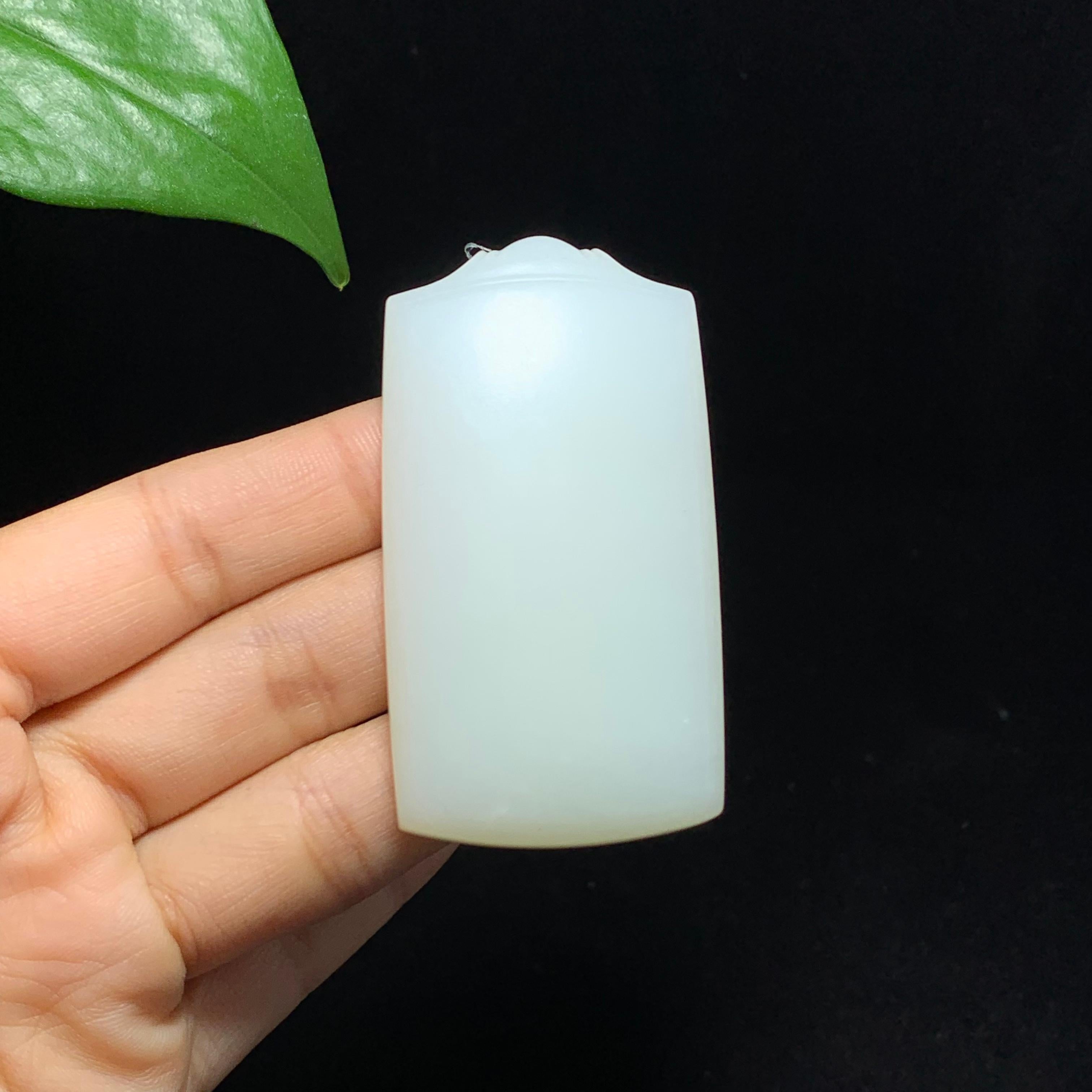 收藏级和田山料羊脂白玉无事牌挂件（54.0g）