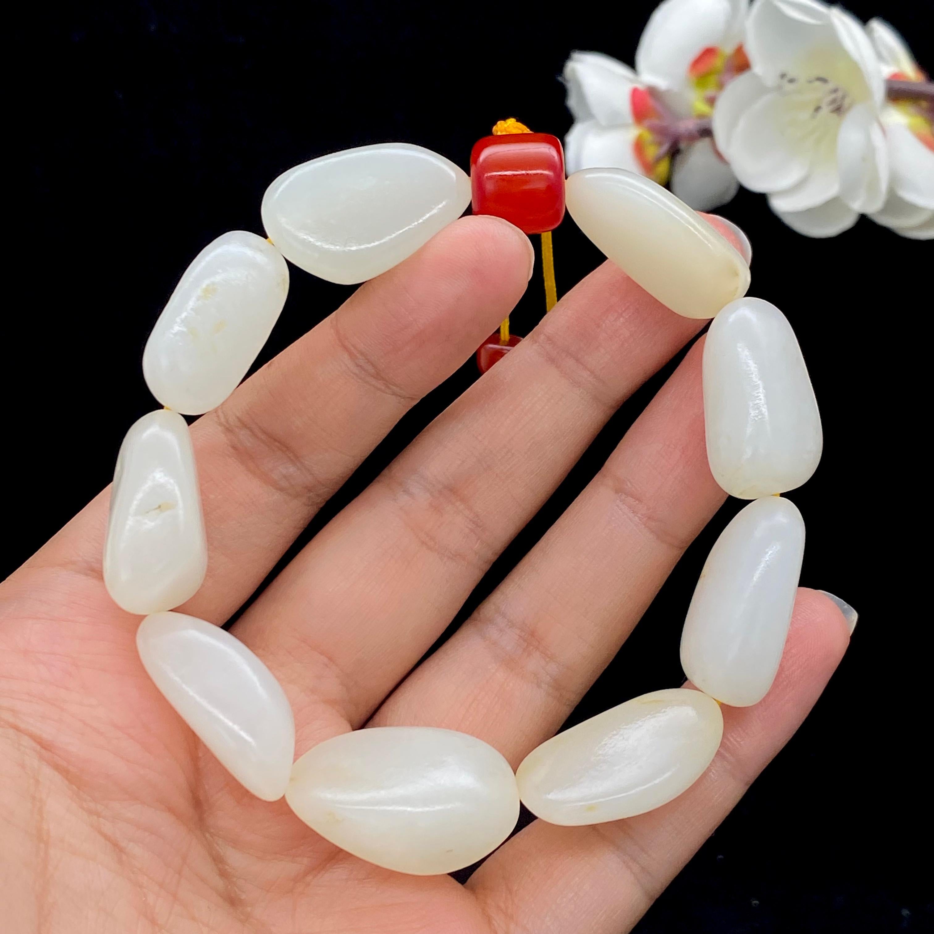 和田玉白玉籽料【精品手串】（61.1g）