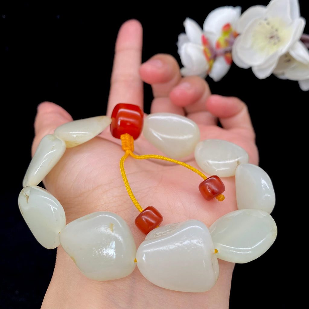 和田玉白玉籽料【精品手串】（52.8g）